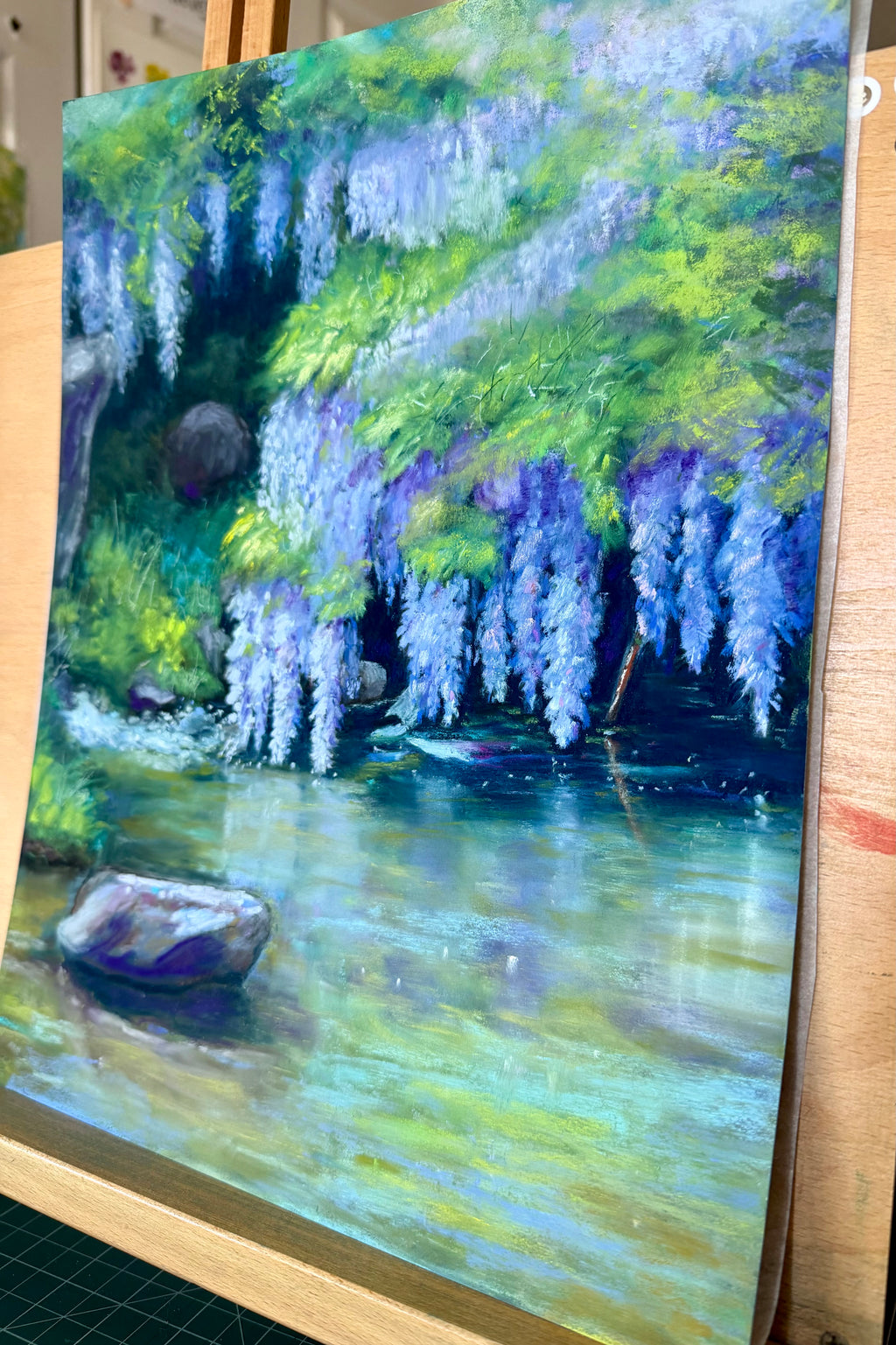 Wisteria Over the Pond