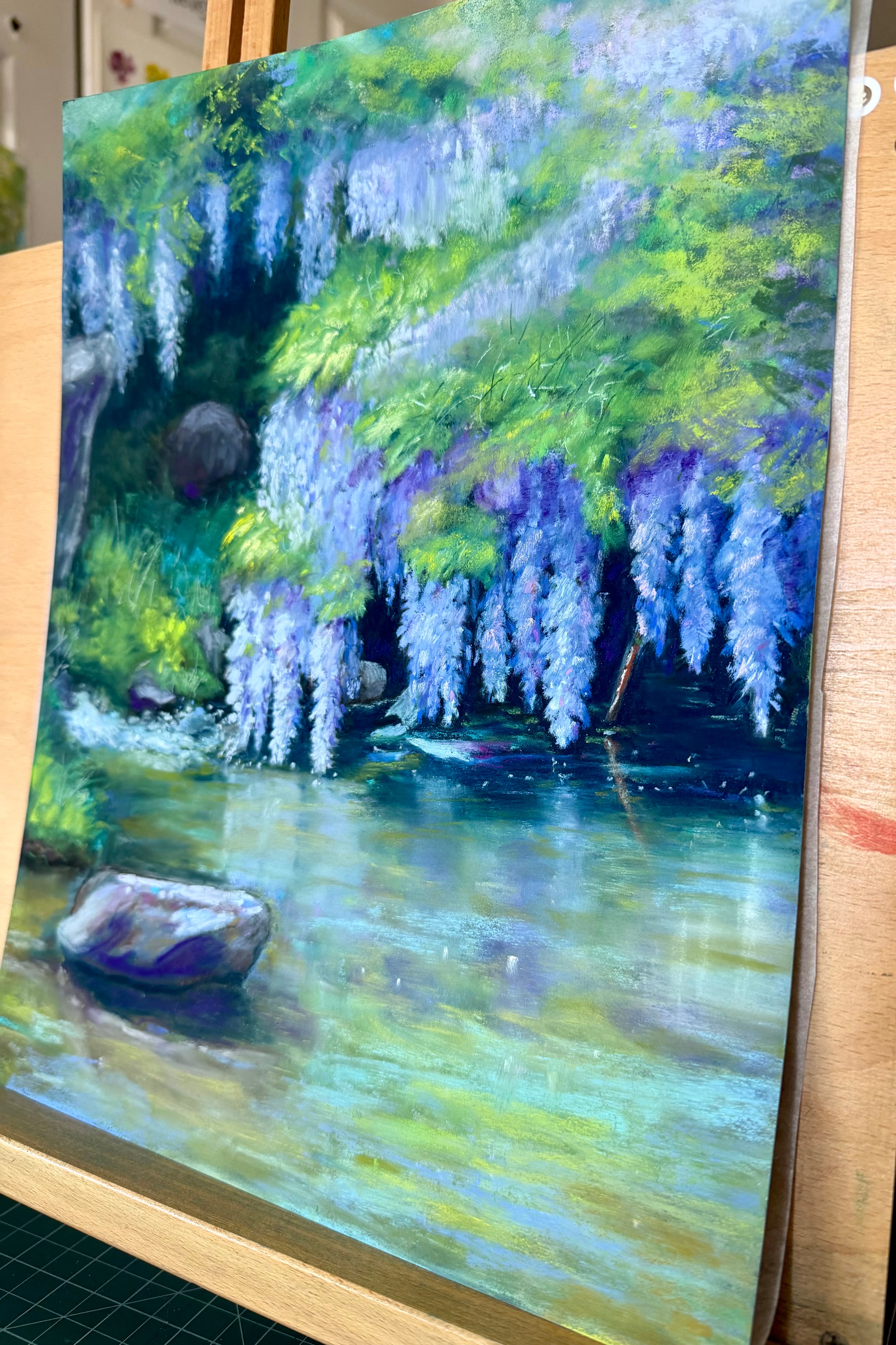Wisteria Over the Pond
